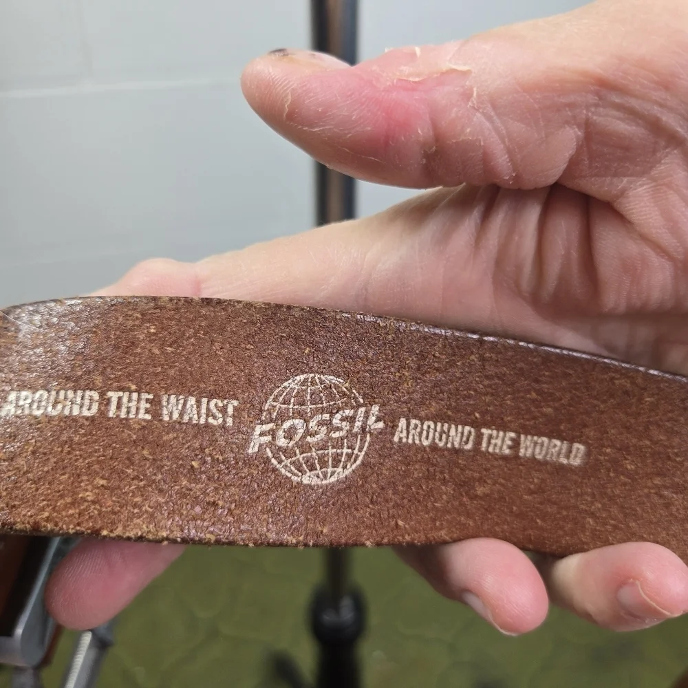 Vtg y2k fossil brown leather grunge mens belt